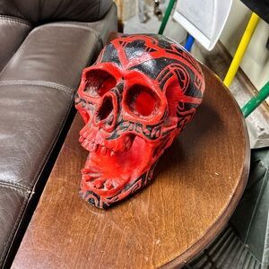 Adams Apple Tribal Red and Black Decorative Skull
